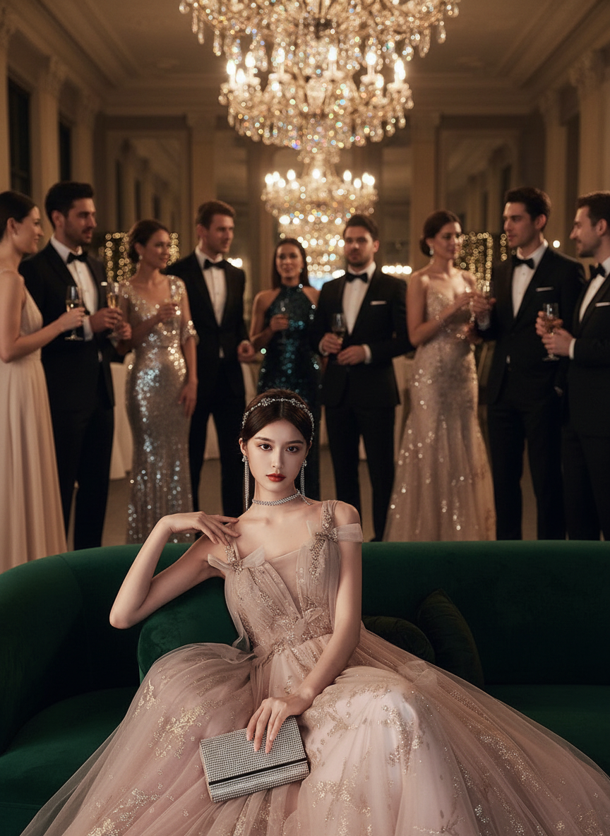 Light Luxury Sling Evening Dress – Heavy Industry Elegance for Canadian Special Occasions