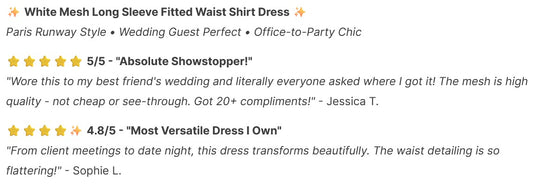 ✨ White Mesh Long Sleeve Fitted Waist Shirt Dress ✨ Paris Runway Style • Wedding Guest Perfect • Office-to-Party Chic