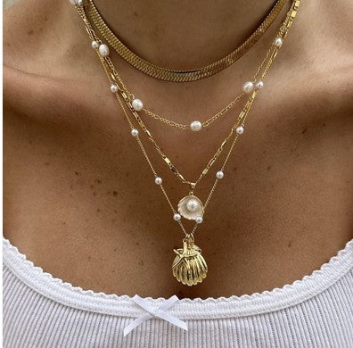 Hypoallergenic New Pearl Shell Starfish Beach Style Retro Minority Necklace