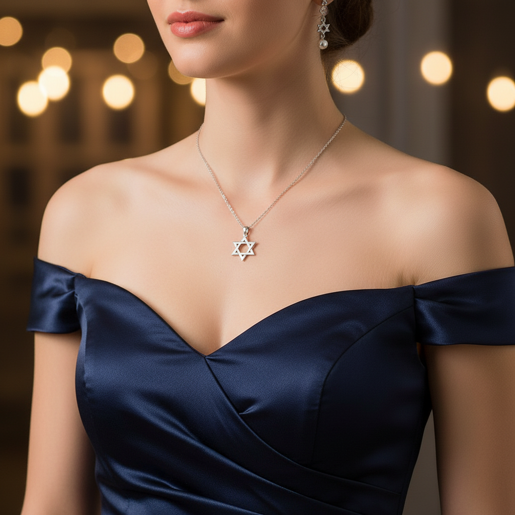 S925 Silver Hexagram Necklace Pendant