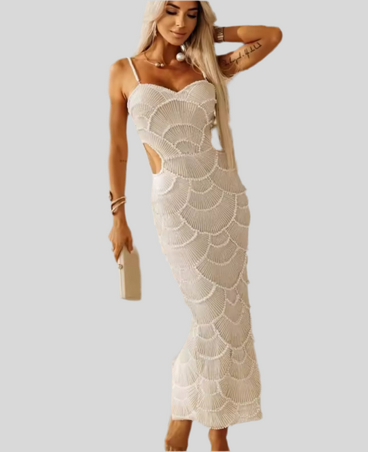 ✨ Stunning Hollow-out Camisole Beads Banquet Evening Dress – Luxe & Elegant ✨