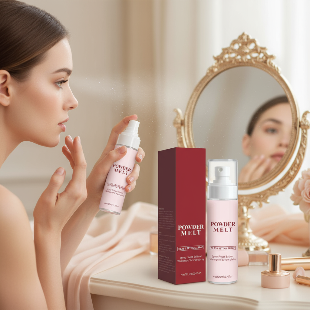 Powder Molten Glass Makeup Mist Spray – 100ml Hydrating & Setting Spray for Long-Lasting Makeup