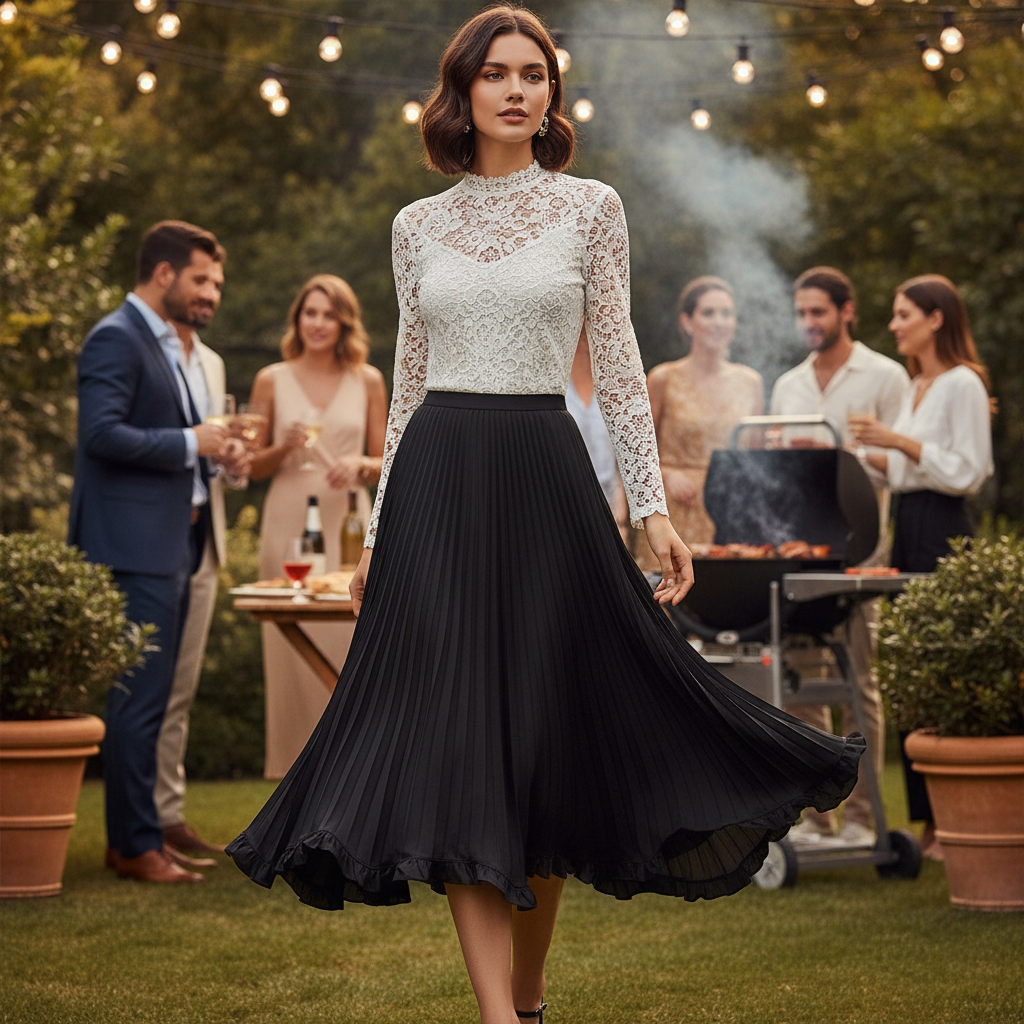 Grace in Every Fold — Elevate Your Look with the Petal Wooden Ear Pleated Skirt