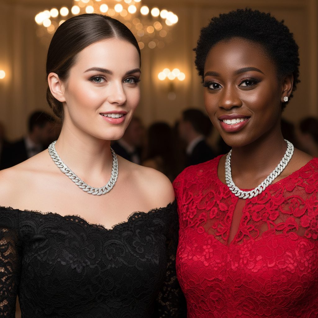 Hip Hop 15mm Three To One Pig Nose Bubble Cuban Chain Necklace Bracelet- Luxury Jewelry