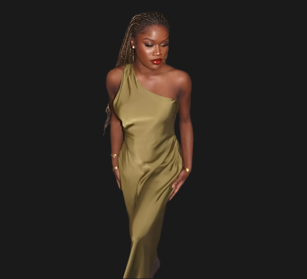 Women's Asymmetric Silk Satin Texture Backless Fashion Dress