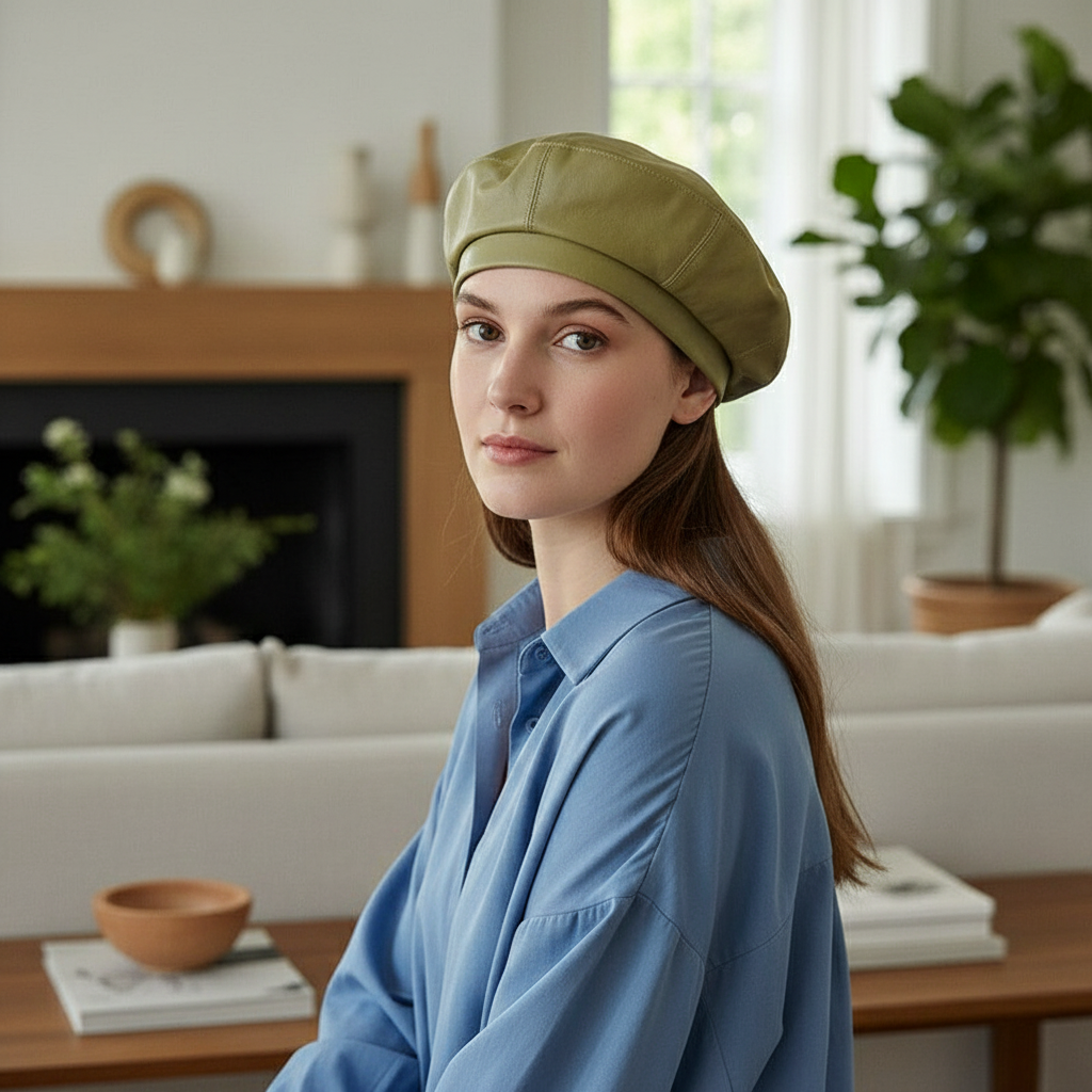 PU Leather Beret Hat for Women - Vintage Soft Slouchy Fashion Hat | Black, Beige, Gray
