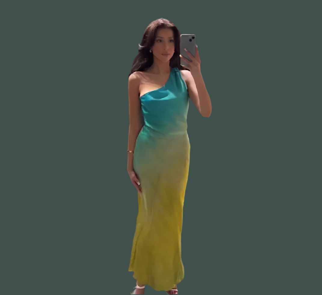 Women's Asymmetric Silk Satin Texture Backless Fashion Dress