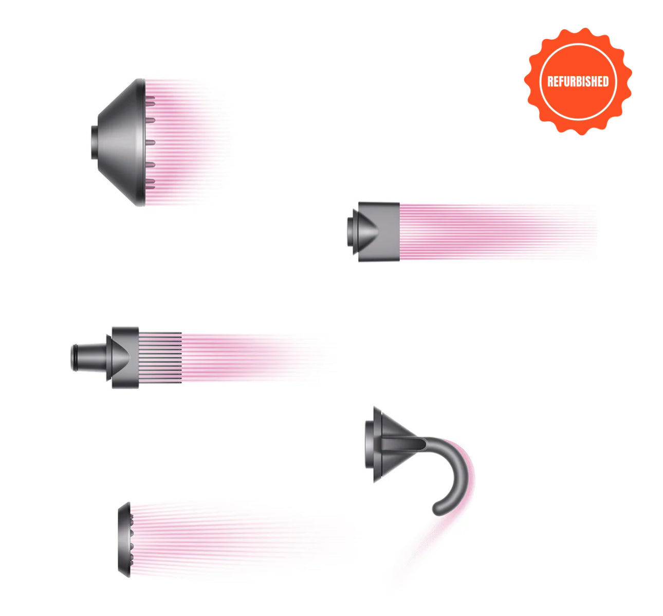 The Dyson Supersonic hair dryer shown in the image (Fuchsia/Nickel color)