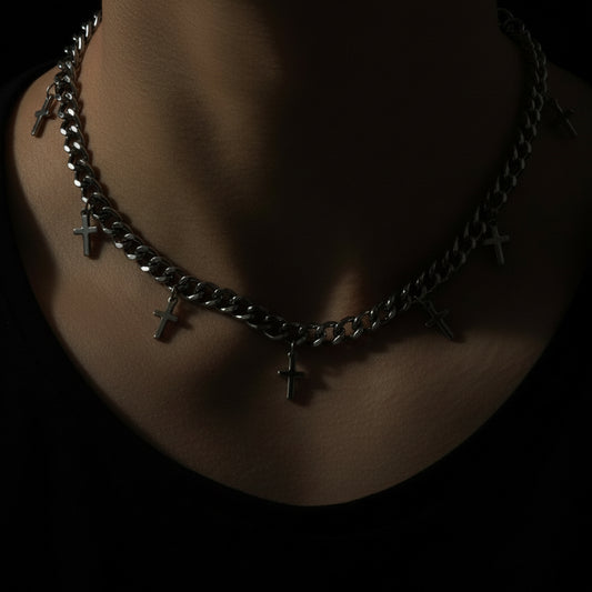 European And American Fashion Men's and women's Fashionable Design Clavicle Chain Cold Style Simple Hip Hop Cross Necklace