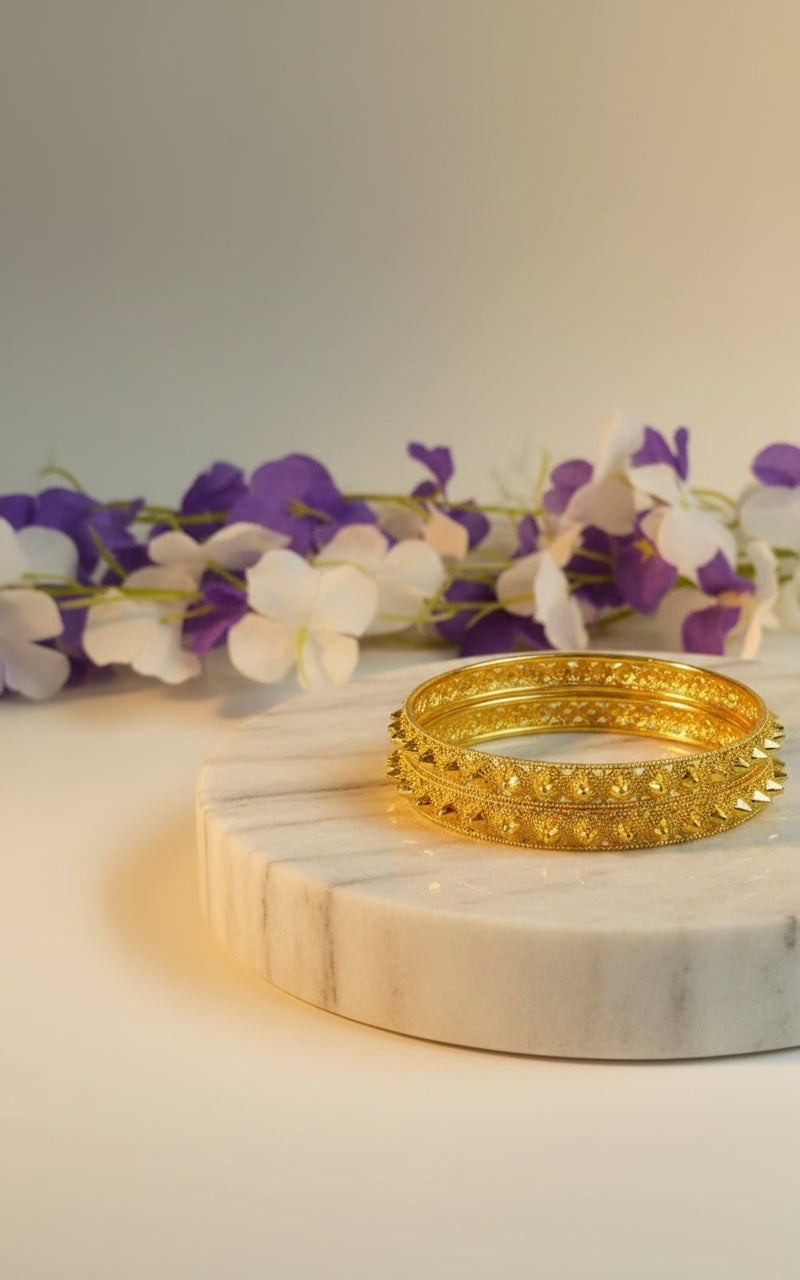 Dubai Gold Fashion Jewelry 4 spike Bangles Set