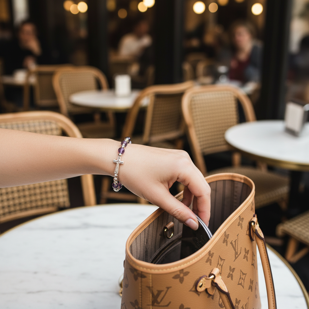 Women’s Fashion Simple Cross Rosary Bracelet – Elegant Faith Jewelry for Everyday Wear