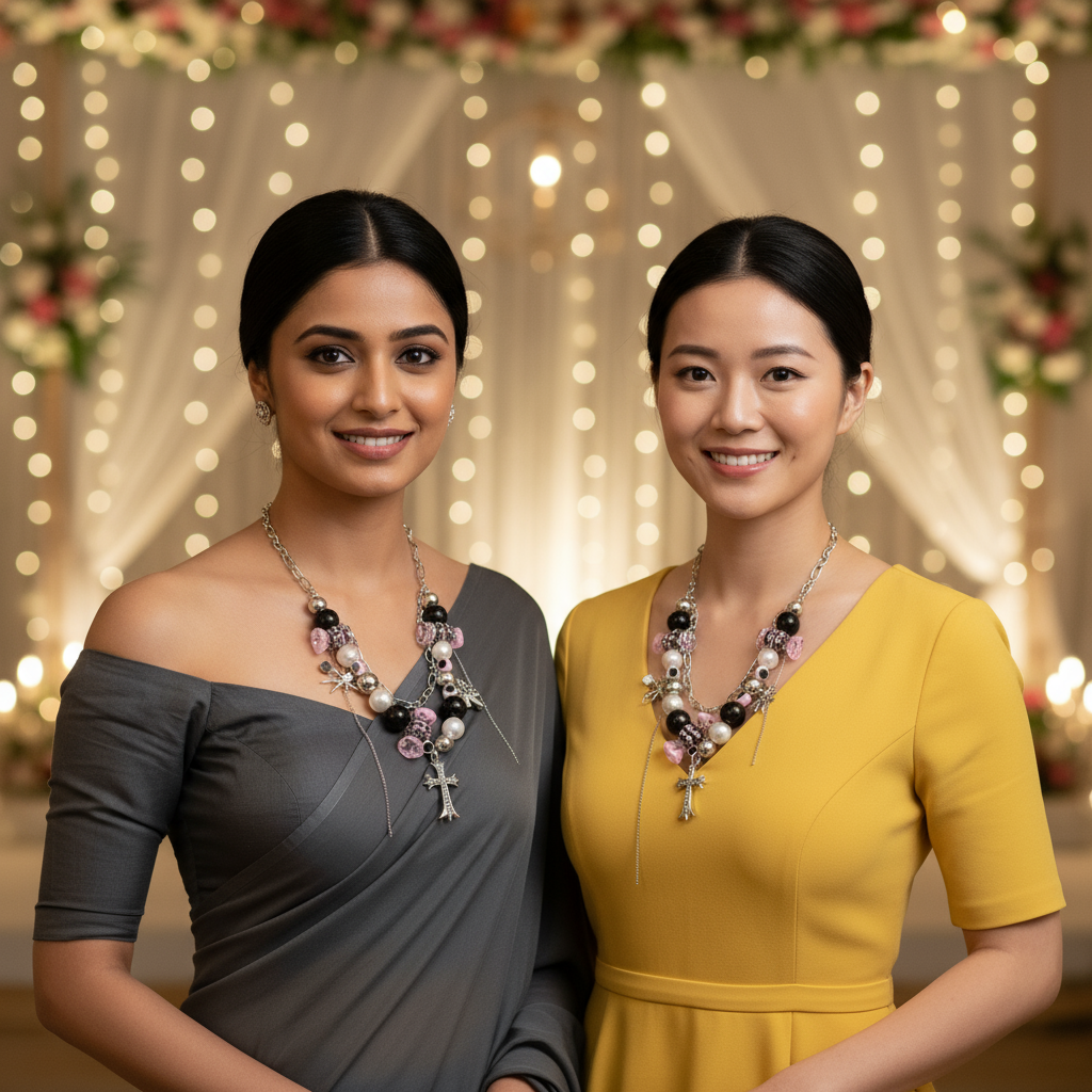 💋 Y2K Candy Cross Double-Layer Necklace – Sweet, Dark & Divinee