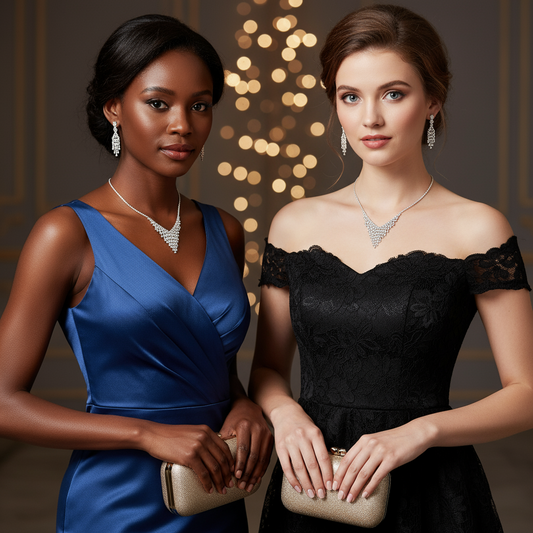 Women's Silver Earrings And Necklace Set