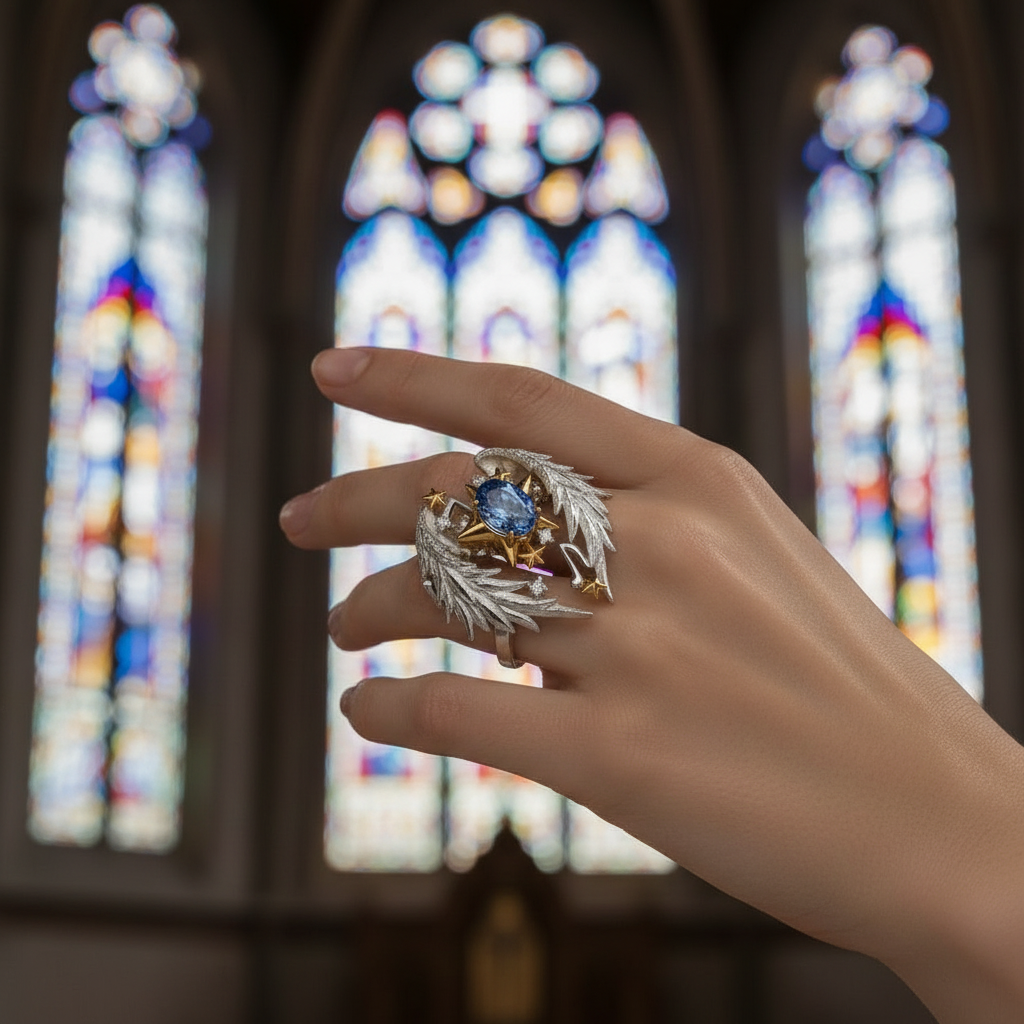 Angel Wings Matching Rings for Men & Women – High-Grade Sterling Silver & Gold Promise Bands – Symbol of Eternal Love & Protection