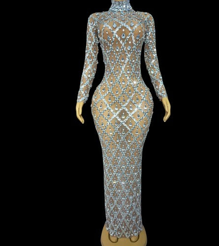 Step Into the Spotlight Like Karlie, Irina & Anok! LIMITED EDITION: Shimmer Like a Star in Our Rhinestone Evening Dress!