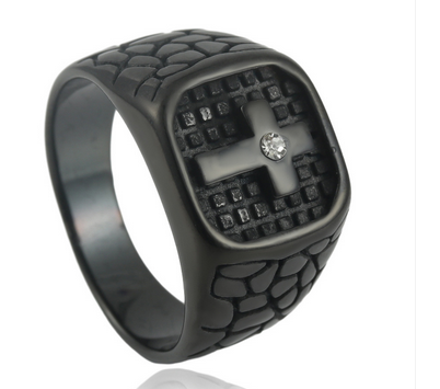 Men’s Retro Titanium Steel Cross Ring – Rugged Faith Jewelry with Vintage Gothic Style