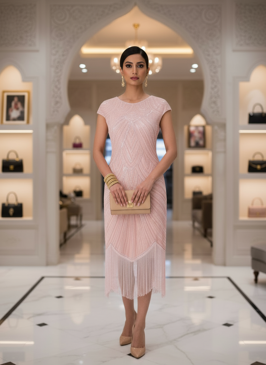 Fringed Braid Sequin Dress | Sparkly Cowgirl Party Dress | Western Glam Evening Gown | Canadian NYE & Wedding Guest Dress | Curve-Hugging Disco Cowgirl