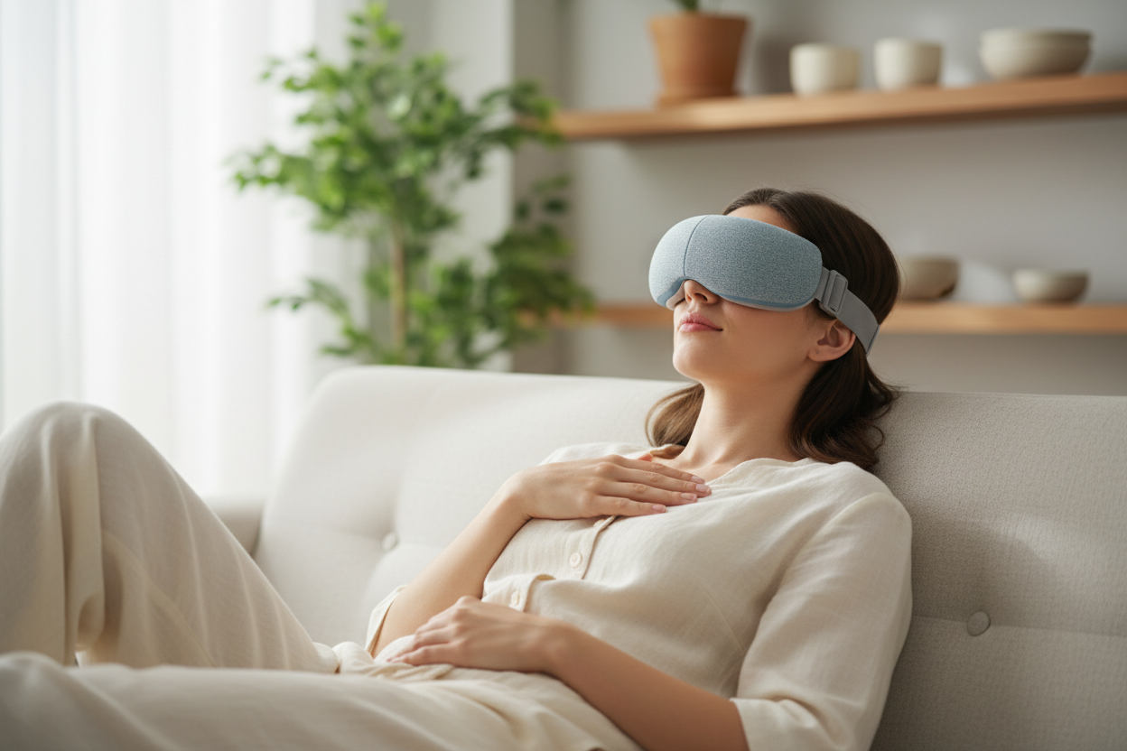 Three-Layer Airbag Smart Electric Eye Massager with Heat & Vibration – Relieve Eye Strain, Dark Circles, Migraines – USB Rechargeable Eye Therapy Device USA & Canada