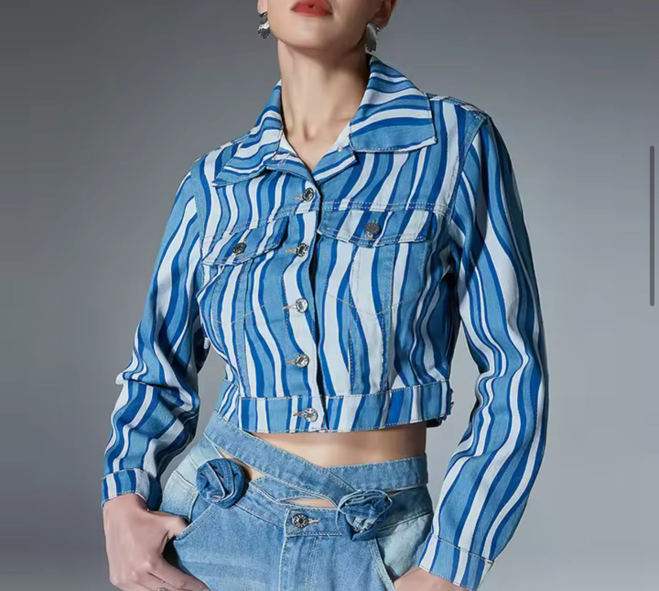 Stylish Personality Wave Denim Suit for Women | Trendy & Comfortable Outfit | Canada