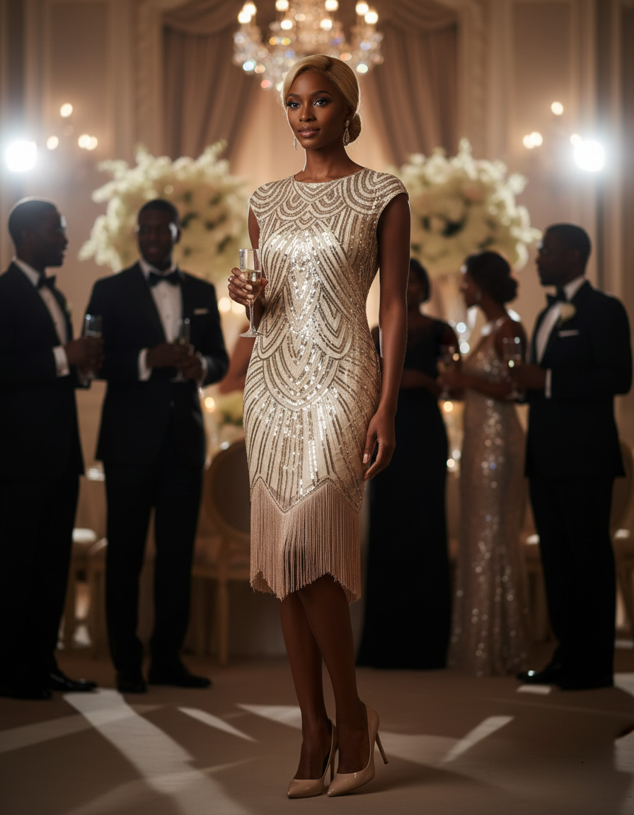 Fringed Braid Sequin Dress | Sparkly Cowgirl Party Dress | Western Glam Evening Gown | Canadian NYE & Wedding Guest Dress | Curve-Hugging Disco Cowgirl