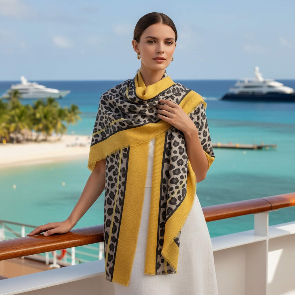 Women's Leopard Print Artificial Cashmere Scarf – Soft, Warm Winter Wrap for Stylish Comfort
