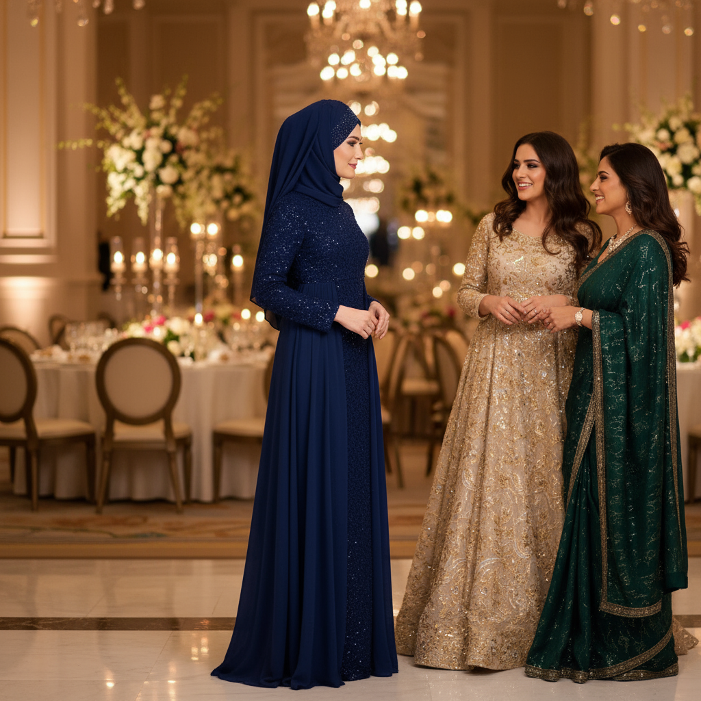 Graceful & Modest – Noble Elegant Slimming Sequined Fishtail Dress for Muslim Women in Canada ✨🌙