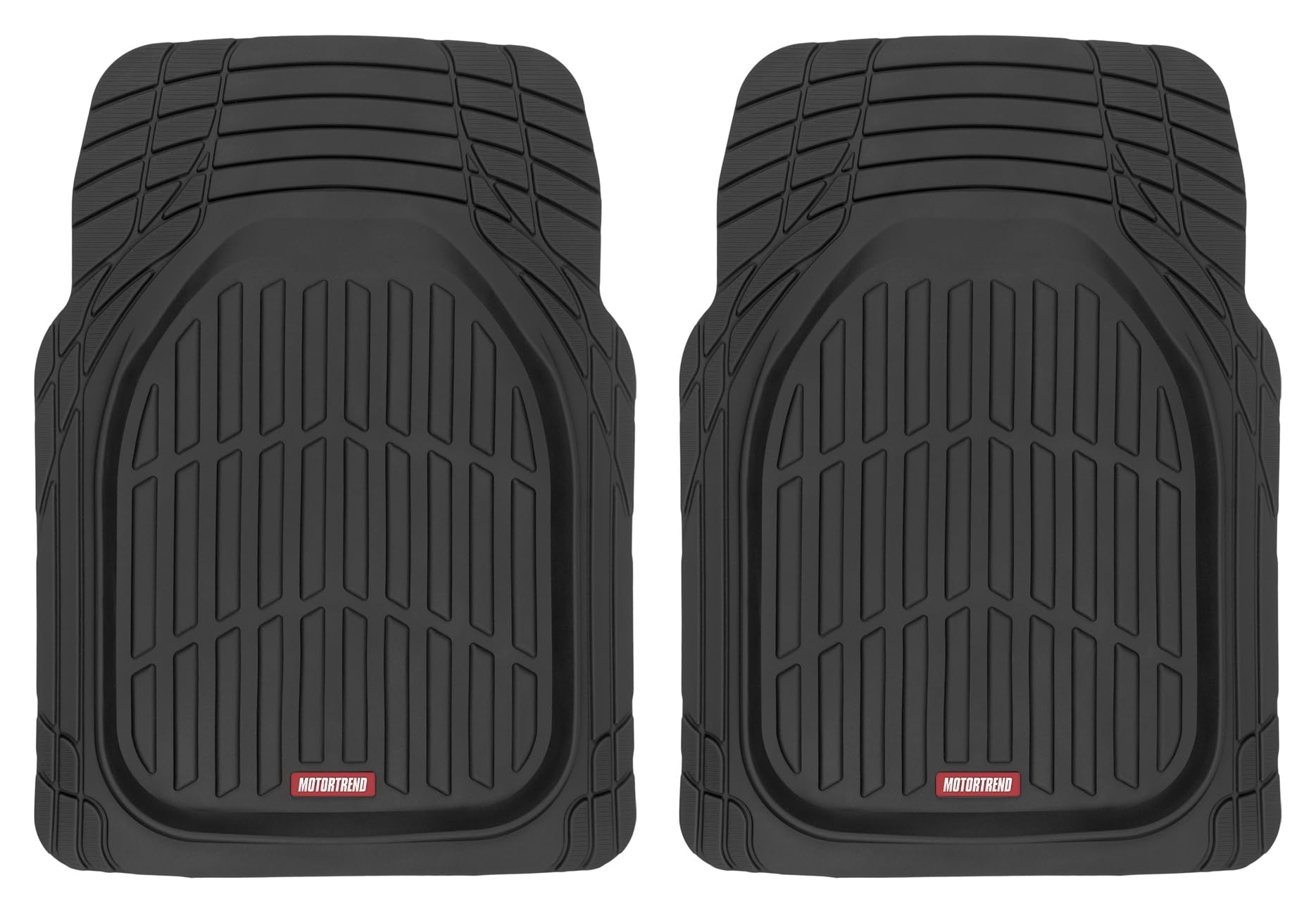 Motor Trend FlexTough Floor Mats for Cars, Deep Dish All-Weather Mats, Waterproof Trim-To Fit Automotive Floor Mats for Cars Trucks SUV, Universal Floor Liner Car Accessories, Black, Full Set