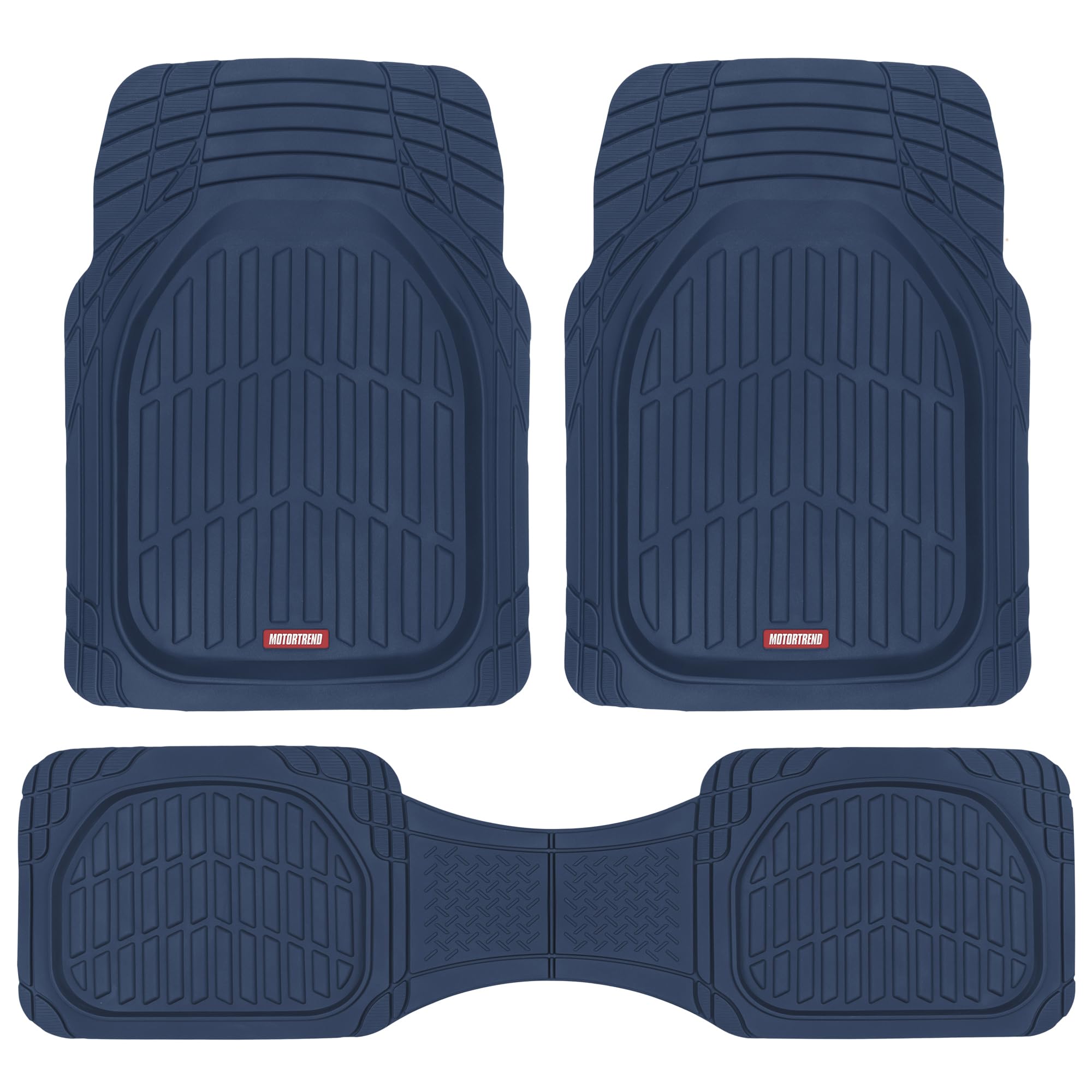 Motor Trend FlexTough Floor Mats for Cars, Deep Dish All-Weather Mats, Waterproof Trim-To Fit Automotive Floor Mats for Cars Trucks SUV, Universal Floor Liner Car Accessories, Black, Full Set