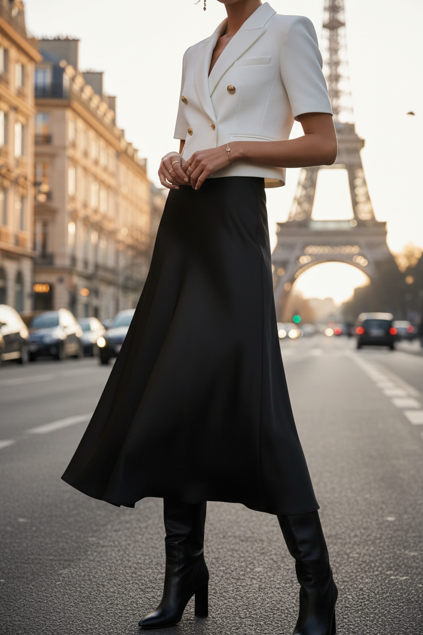 Lady A Solid Color Satin Slim-Fit Spring/Summer Dress – Elegant Minimalist Fashion | USA & Canada