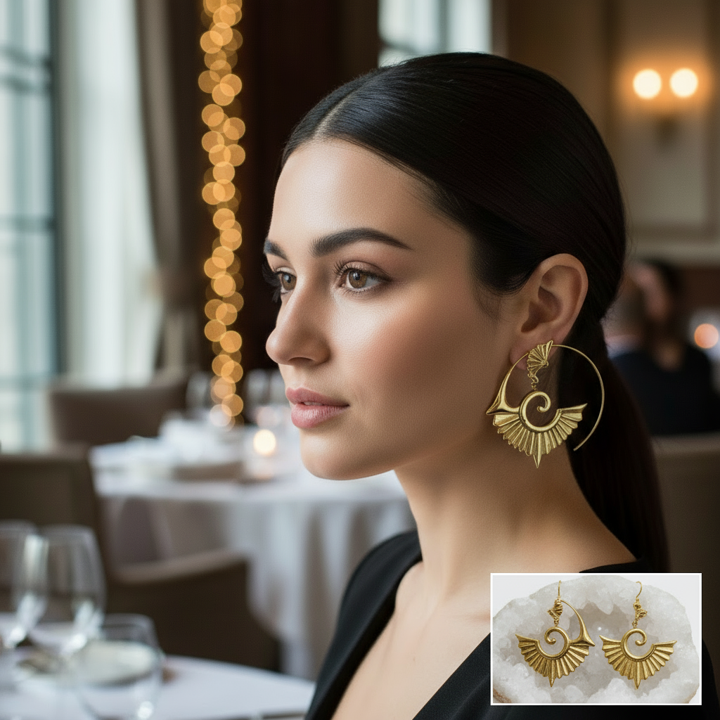 Ancient Mayan Gold Bird Earrings – Tribal Symbol Large earrings Statement Jewelry USA & Canada