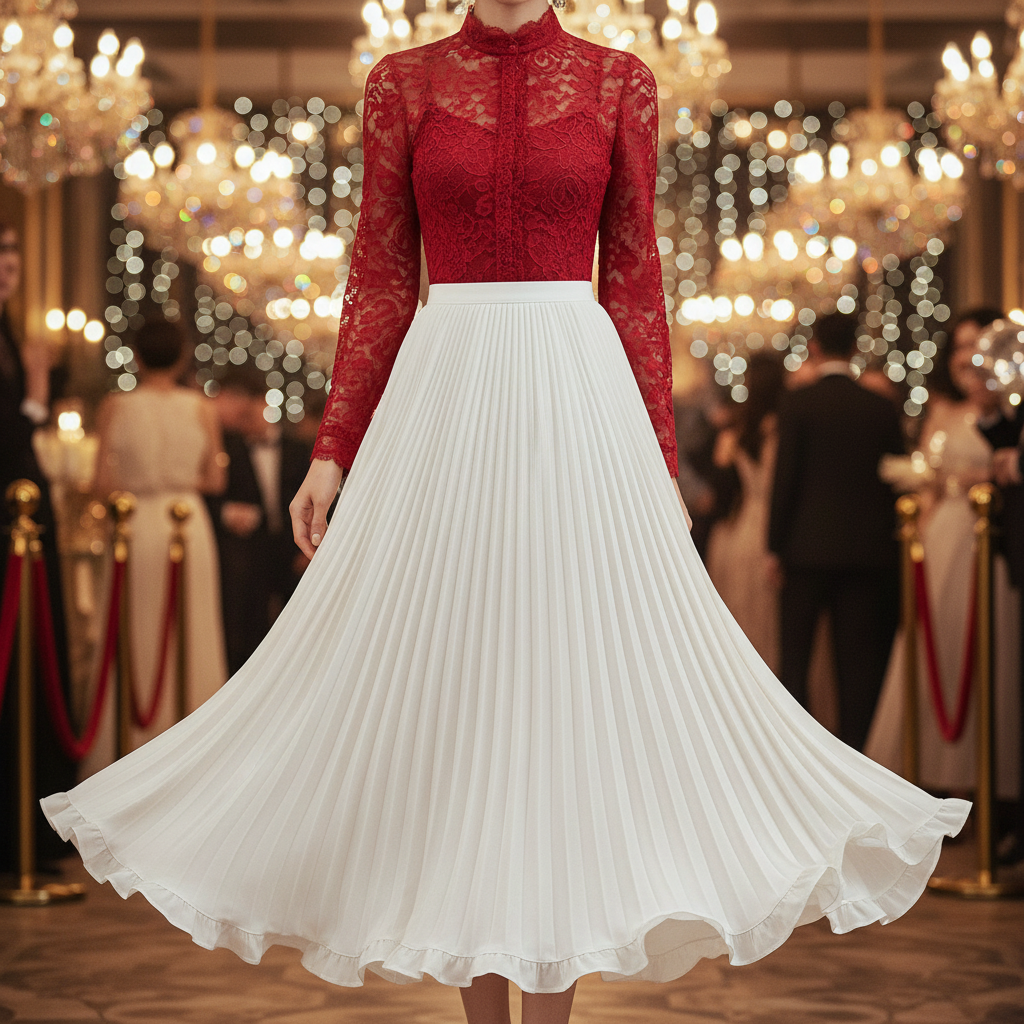 Grace in Every Fold — Elevate Your Look with the Petal Wooden Ear Pleated Skirt