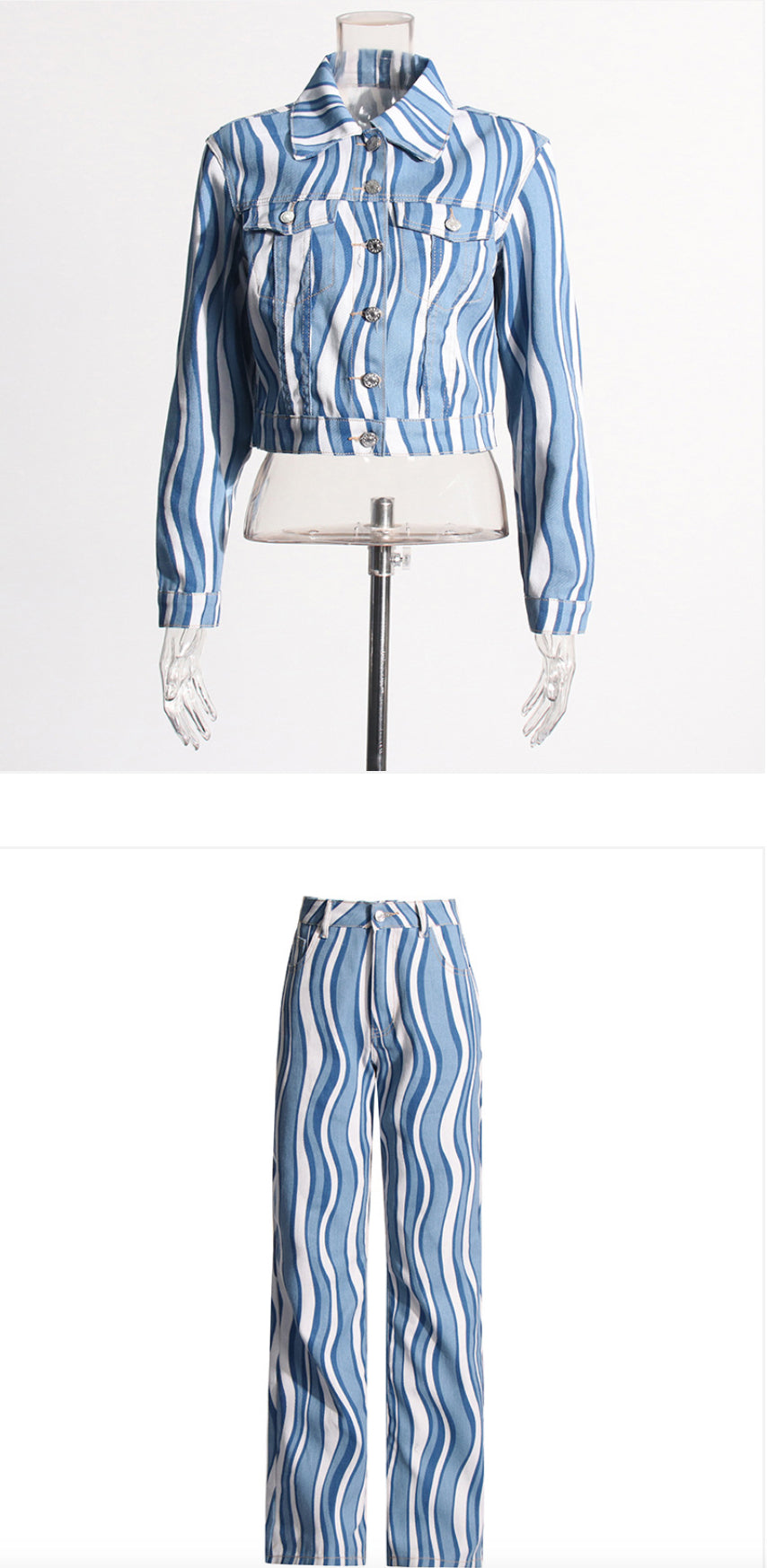 Stylish Personality Wave Denim Suit for Women | Trendy & Comfortable Outfit | Canada