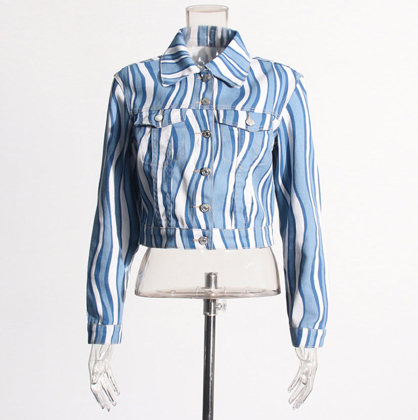 Stylish Personality Wave Denim Suit for Women | Trendy & Comfortable Outfit | Canada