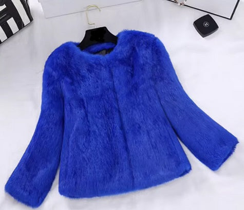 Luxury Style Real Full Pelt 100% Rabbit Fur Coat