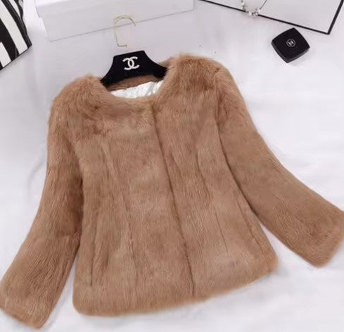 Luxury Style Real Full Pelt 100% Rabbit Fur Coat