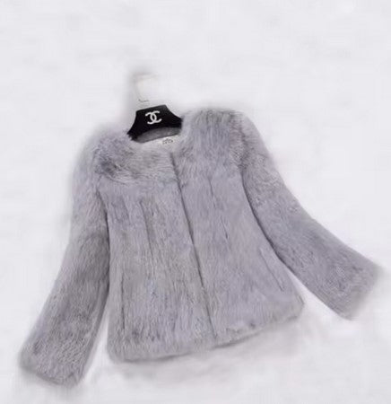 Luxury Style Real Full Pelt 100% Rabbit Fur Coat