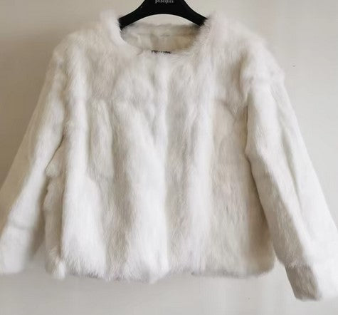 Luxury Style Real Full Pelt 100% Rabbit Fur Coat