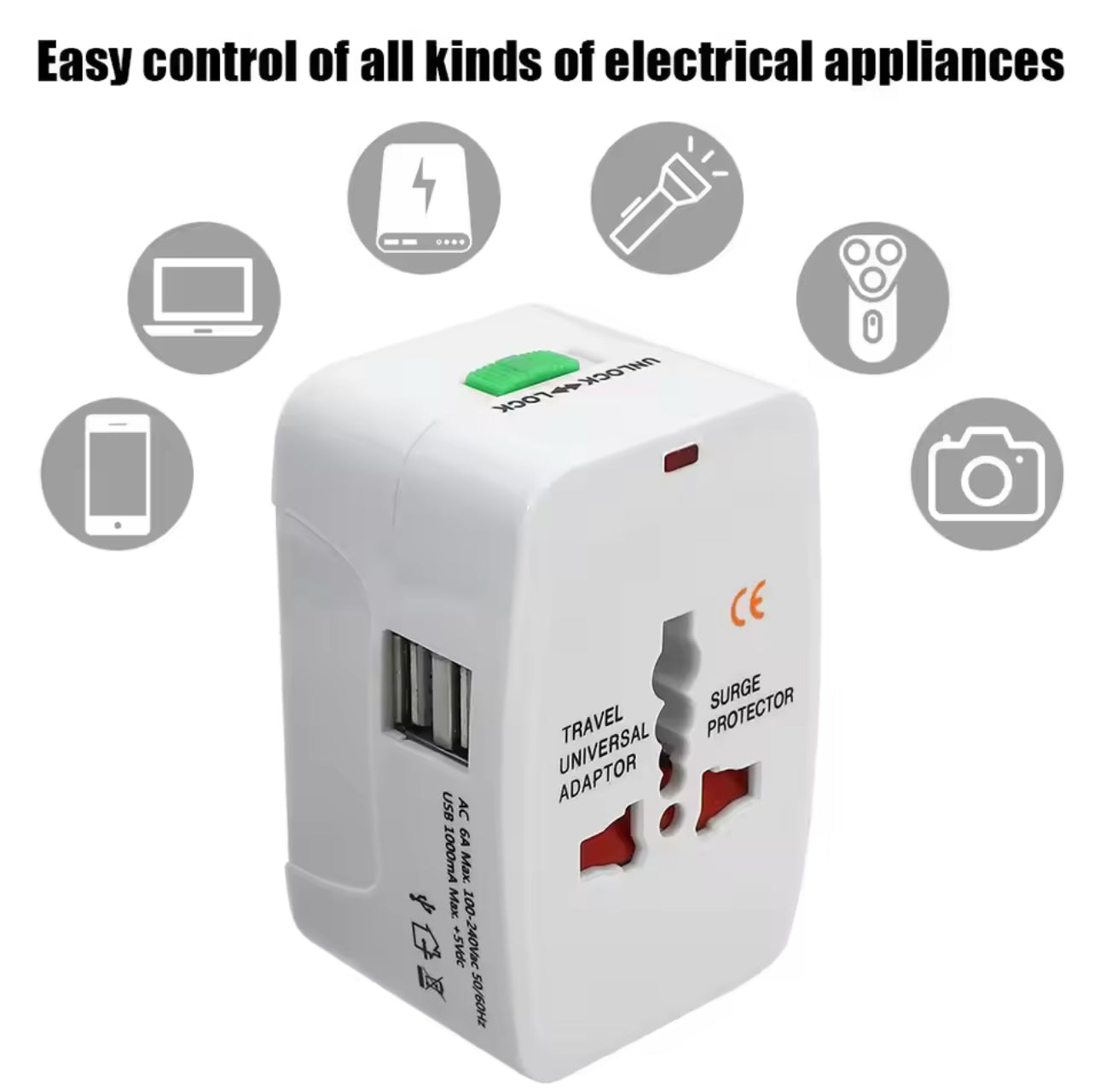 All in One Universal International Plug Adapter 2 USB Port World Travel AC Power Charger Adapter AU US UK EU Converter