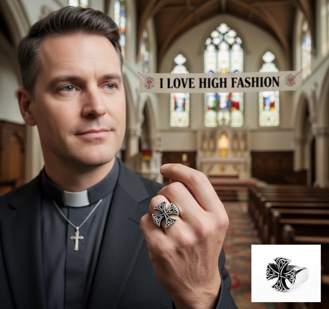 Vintage Cross Titanium Steel Ring – Minimalist Christian Jewelry for Men & Women USA & Canada