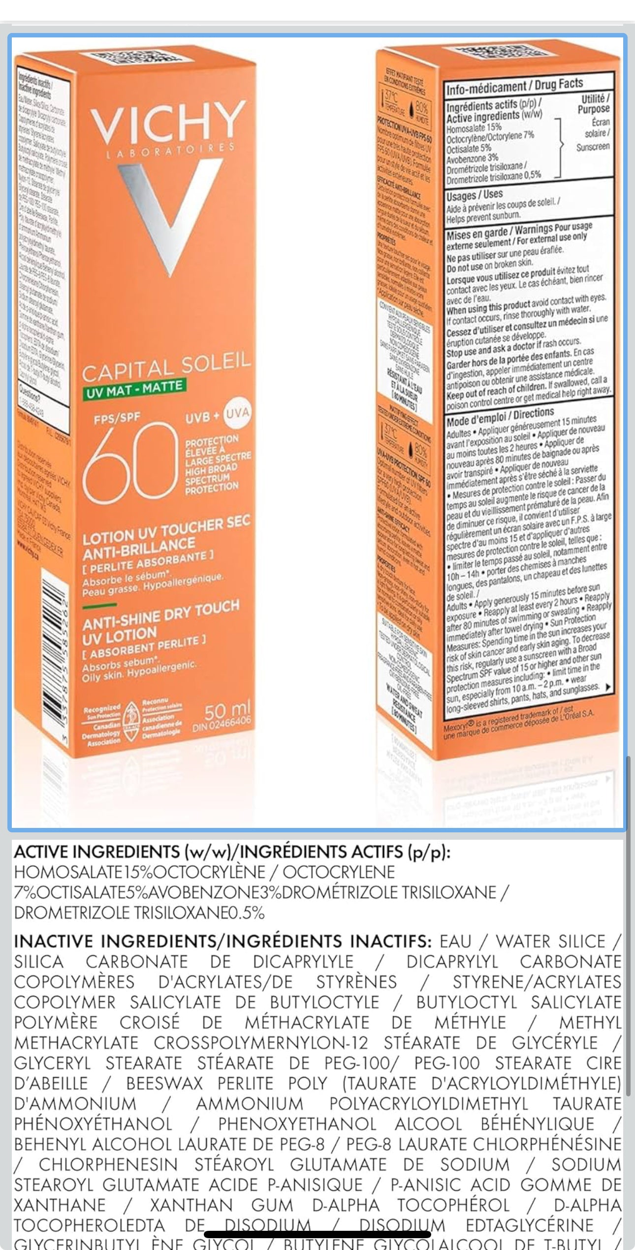 Vichy SPF 60 Hypoallergenic