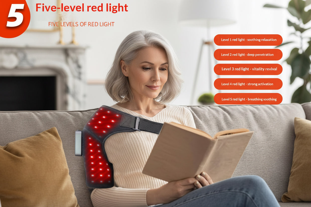 Electric Heating & Red Light Therapy Shoulder Massager - Pain Relief & Muscle Recovery