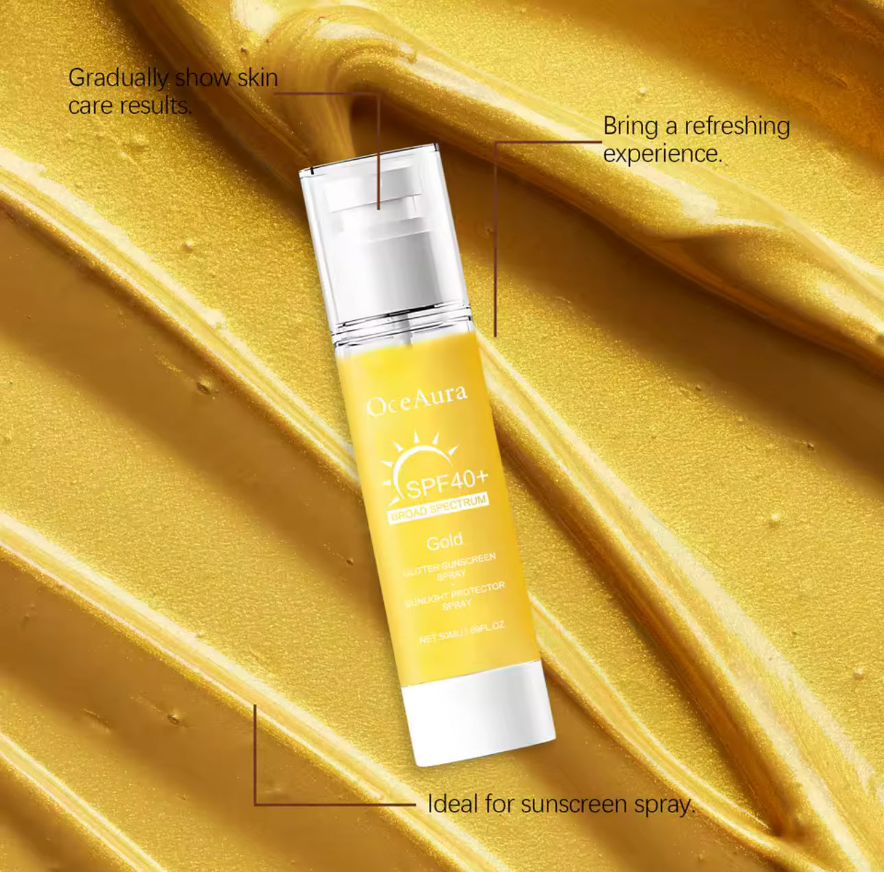 Stay Protected & Glow – Shiny Sunscreen Spray SPF 40 for Radiant Skin!