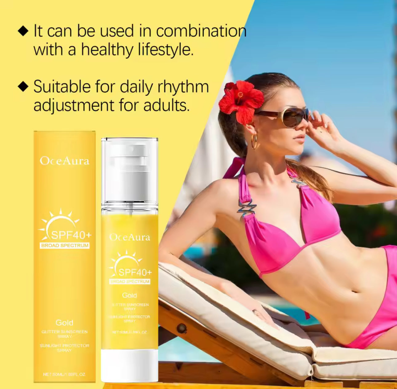 Stay Protected & Glow – Shiny Sunscreen Spray SPF 40 for Radiant Skin!