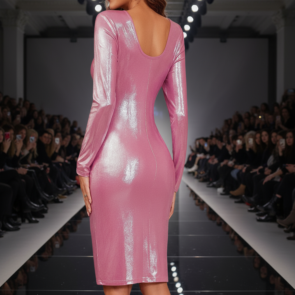 Exclusive European American Sexy Glossy Tight Slit Evening Dress – Holiday & Christmas Party Glam Dress