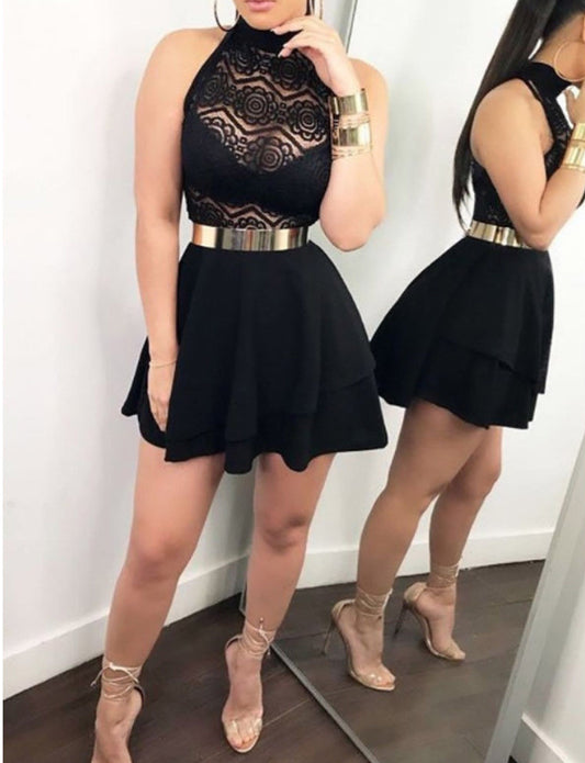 European And American Summer Sexy Lace Stitching Skirt