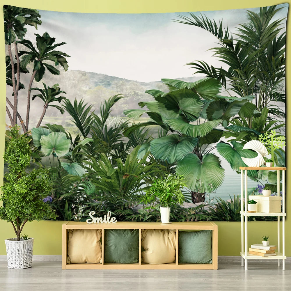 Ethorn Palm Plant Tapestry Wall Hanging Bohemian Tropical Landscape Hippie Print Living Room Psychedelic Home Decor