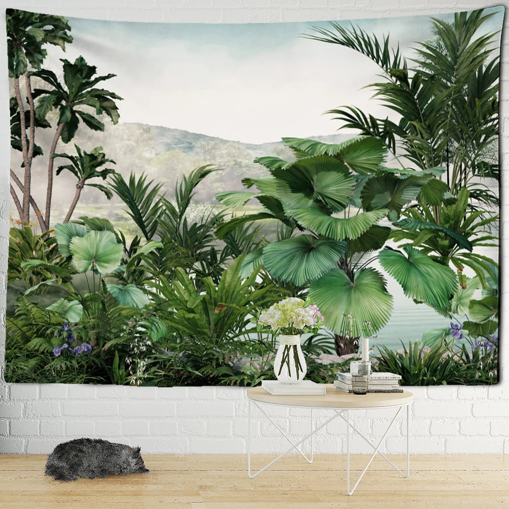 Ethorn Palm Plant Tapestry Wall Hanging Bohemian Tropical Landscape Hippie Print Living Room Psychedelic Home Decor