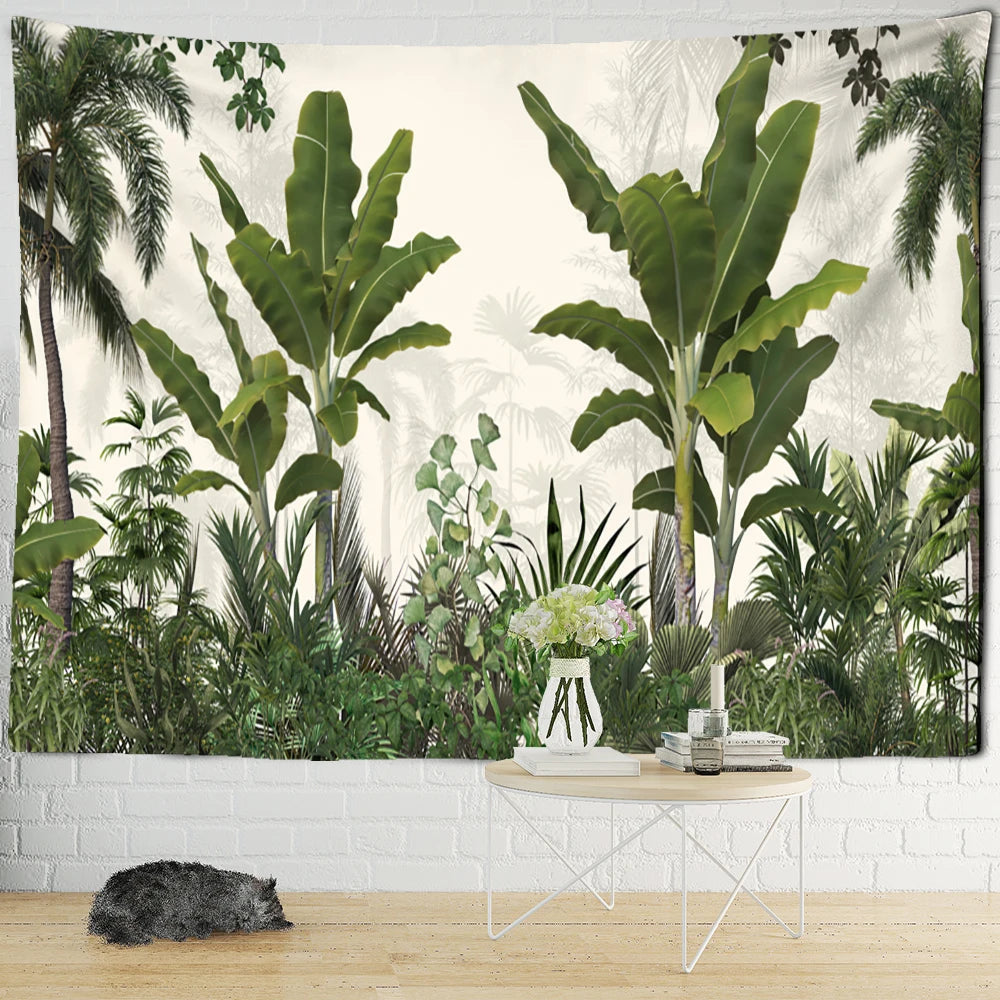 Ethorn Palm Plant Tapestry Wall Hanging Bohemian Tropical Landscape Hippie Print Living Room Psychedelic Home Decor