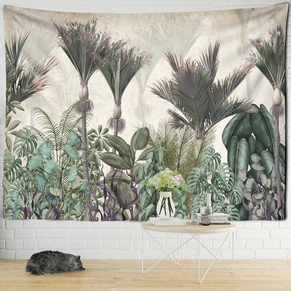 Ethorn Palm Plant Tapestry Wall Hanging Bohemian Tropical Landscape Hippie Print Living Room Psychedelic Home Decor