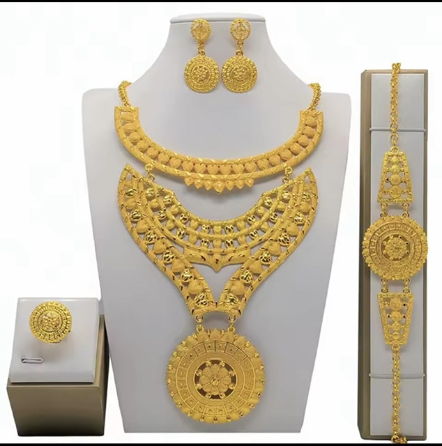 Dubai gold look alike, hypoallergenic , 5 pcs jewellery set